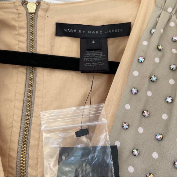 Marc By Marc Jacobs Josephine Dress Polka Dot Crystal Accents Silk dress Size 4 - Picture 10 of 14